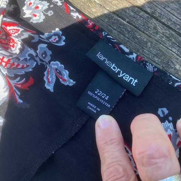 Lane Bryant floral blouse semi-sheer tunic dolman sleeves flounce sz 22/24 - Picture 6 of 12